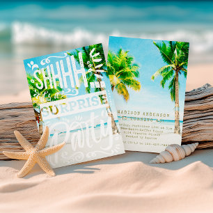 Invitación Cumpleaños de sorpresa de palmeras Playa Shh