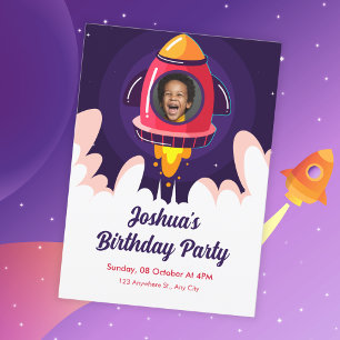 Invitación cumpleaños de Space Rocket