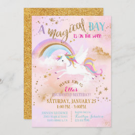 Invitación Cumpleaños de Sparkle Magical Unicorn Pegasus