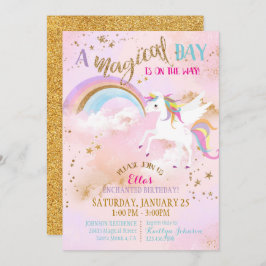 Invitación Cumpleaños de Sparkle Magne Unicorn Pegasus
