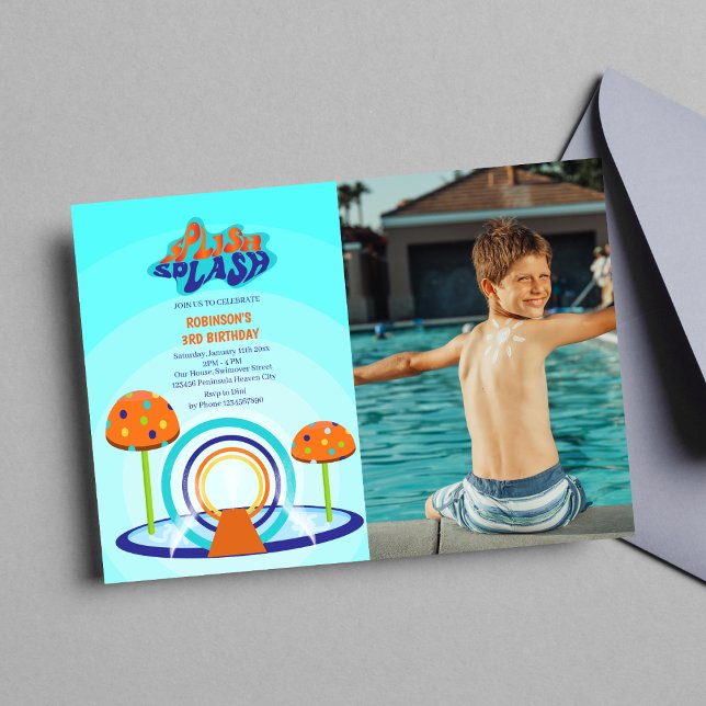 Invitación Cumpleaños de Splash Pad Pad (Photo Invitation)