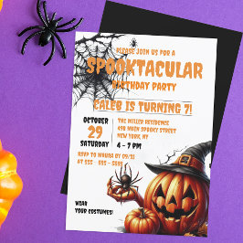 Invitación Cumpleaños de Spooky Orange y Black Jack-o-Lantern