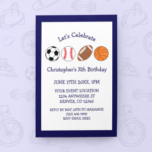 Invitación Cumpleaños de Sports Boy