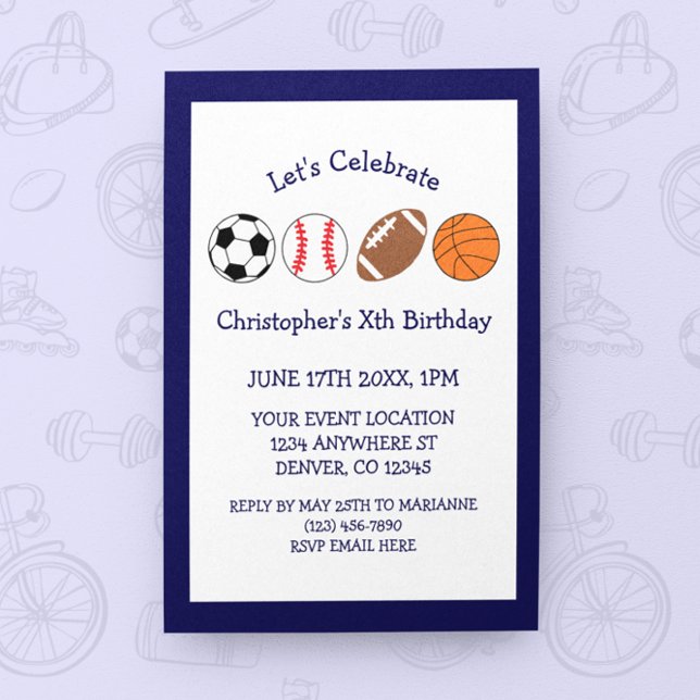 Invitación Cumpleaños de Sports Boy (Subido por el creador)