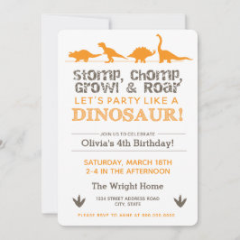 Invitación Cumpleaños de Stomp Chomp Growl y Roar Dinosaur