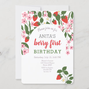 Invitación Cumpleaños de Strawberry Girl 1er año