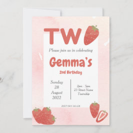 Invitación Cumpleaños de Strawberry Two