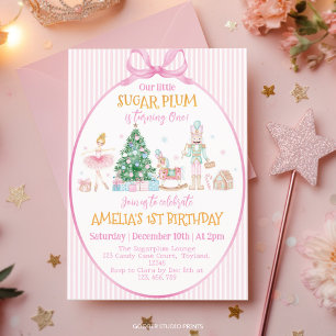 Invitación Cumpleaños de Sugar Plum Navidad Cascanueces Lazo