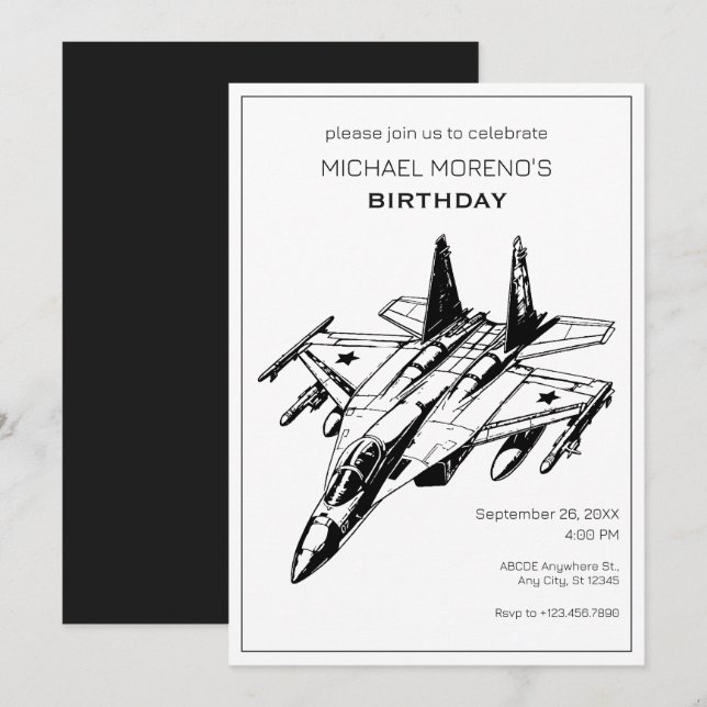 Invitación Cumpleaños de Sukhoi Aircraft (Anverso / Reverso)