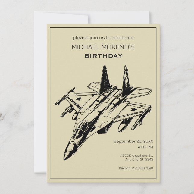 Invitación Cumpleaños de Sukhoi Aircraft (Anverso)