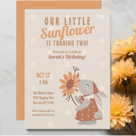 Invitación Cumpleaños de Sunflower Bunny Rabbit