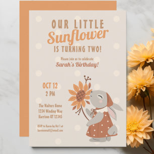 Invitación Cumpleaños de Sunflower Bunny Rabbit