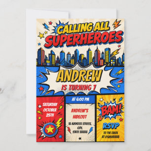 Invitación Cumpleaños de Superhéroe Personalizado