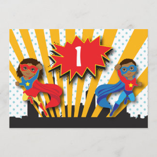 Invitación Cumpleaños de superhéroes gemelos