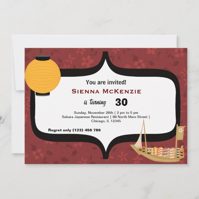 Invitación Cumpleaños de Sushi (Anverso)