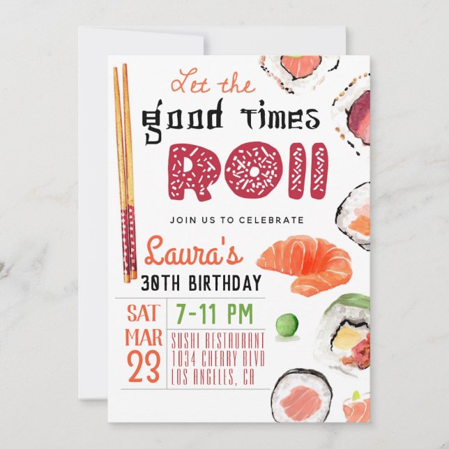 Invitación Cumpleaños de Sushi (Anverso)