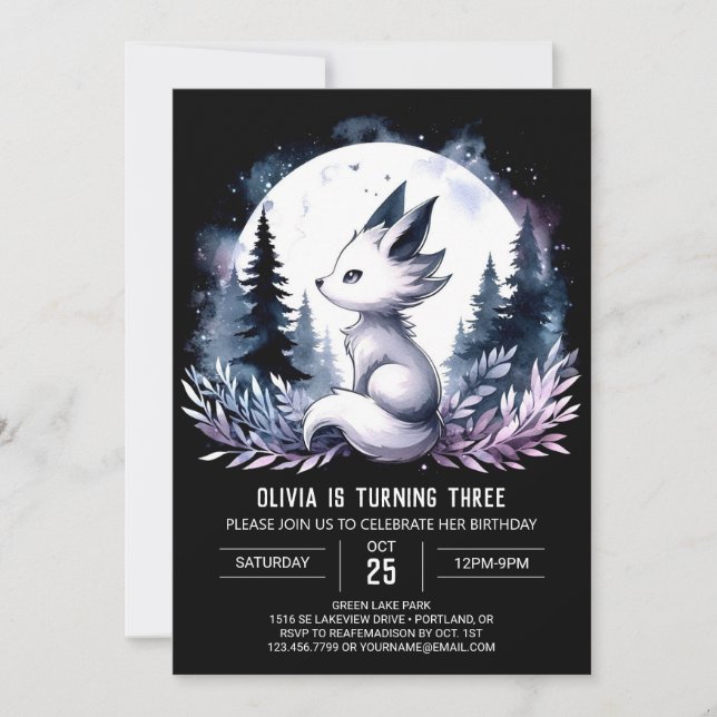 Invitación Cumpleaños de Sweet Boho Wolf (Anverso)