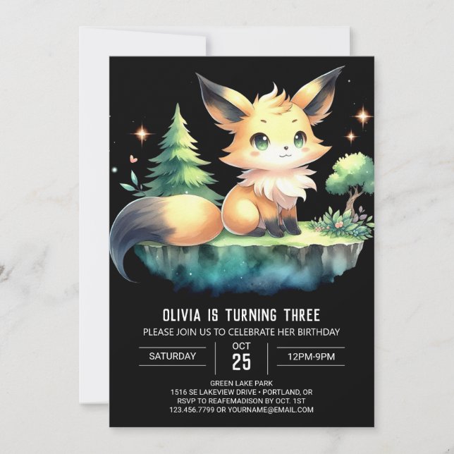 Invitación Cumpleaños de Sweet Fox, imprimible (Anverso)