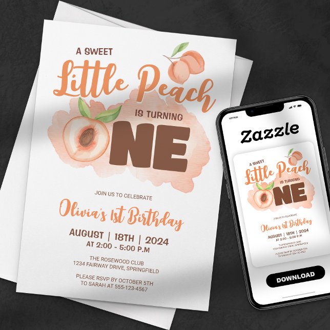 Invitación Cumpleaños de Sweet Little Peach 1er (Subido por el creador)