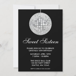 Invitación Cumpleaños de Sweet Sixteen de Bola de Discoteca d