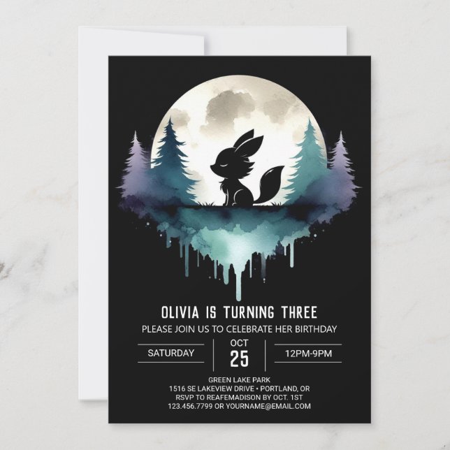 Invitación Cumpleaños de Sweet Wolf Imprimible (Anverso)