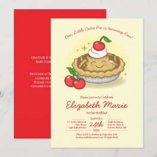 Invitación Cumpleaños de Tarta de Cereza para Niños