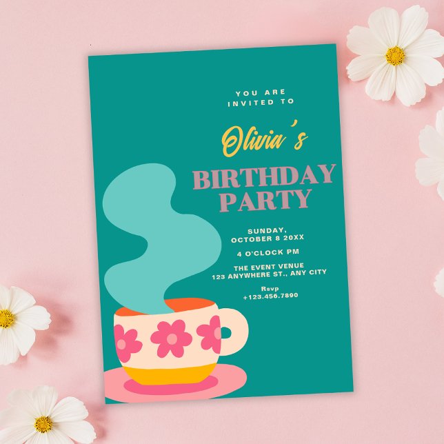 Invitación Cumpleaños de taza linda (Subido por el creador)