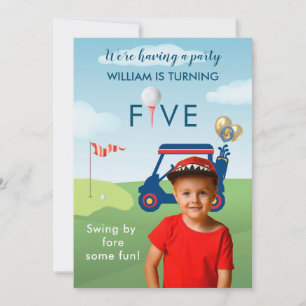 Invitación Cumpleaños de tema de golf para niño de 5 años