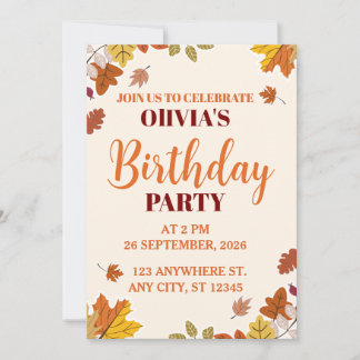 Invitación Cumpleaños de temporada de otoño