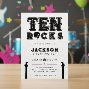 Invitación Cumpleaños de Ten Rocks Guitar Pick 10