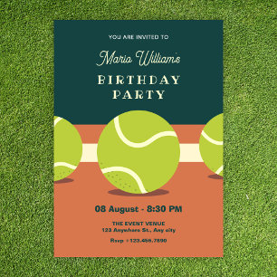 Invitación cumpleaños de tenis