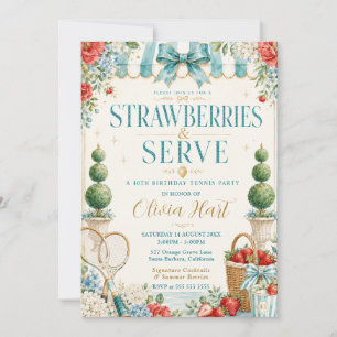 Invitación Cumpleaños de tenis Fresas y Servicio