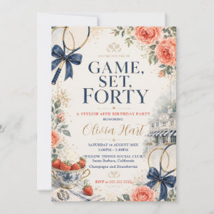 Invitación Cumpleaños de tenis Juego Set Cuarenta