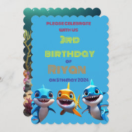Invitación cumpleaños de tiburón bebé
