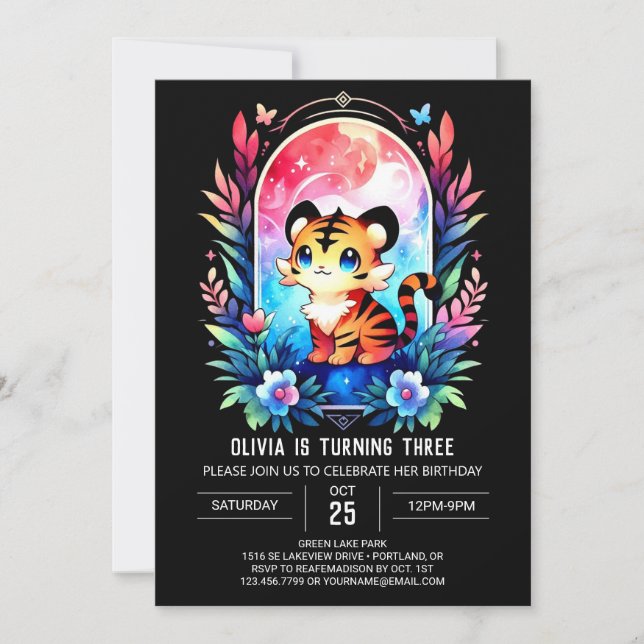 Invitación Cumpleaños de Tigres Magníficos (Anverso)