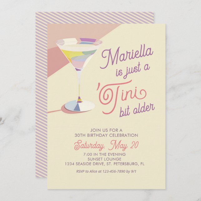 Invitación Cumpleaños de Tini Bit mayor (Anverso / Reverso)