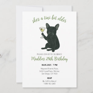 Invitación Cumpleaños de Tini Bit Older Frenchie Martini