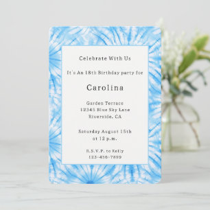 Invitación Cumpleaños de Tinte Azul Celeste Blanco