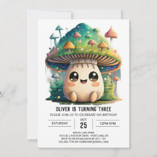 Invitación Cumpleaños de Tiny Mushroom Grove