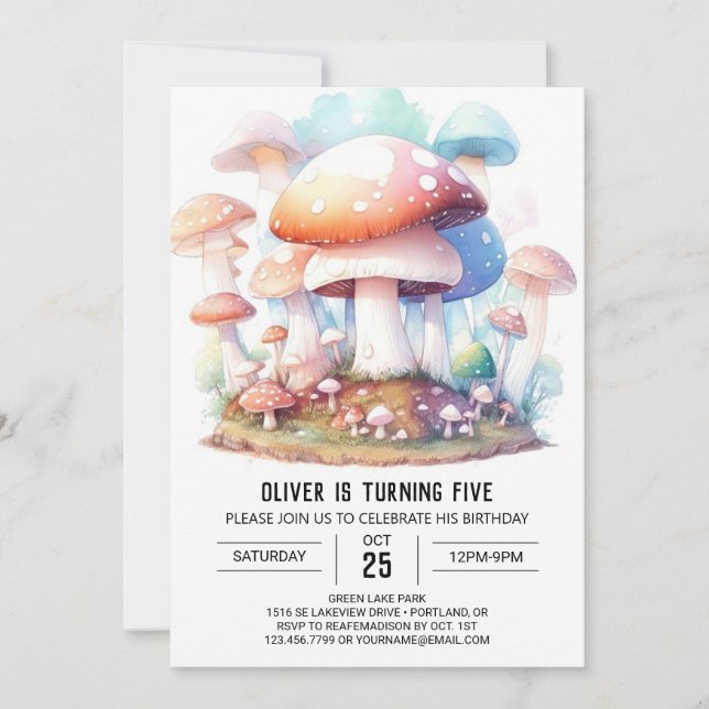Invitación Cumpleaños de Toadstool encantado (Anverso)