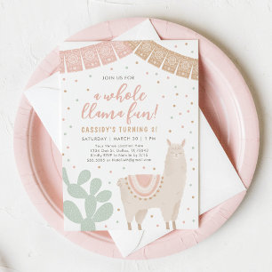 Invitación Cumpleaños de toda la Llama Fun Llama Alpaca Chica