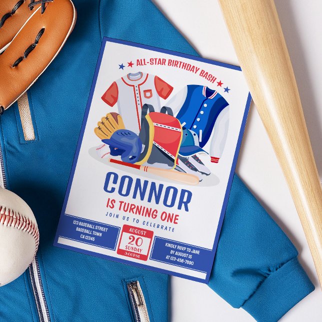 Invitación Cumpleaños de Todos los Niños Atletas de Béisbol (Subido por el creador)