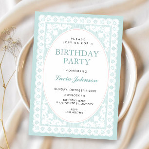 Invitación cumpleaños de Toile azul vintage
