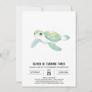 Invitación Cumpleaños de Tortuga Marina Caprichosa