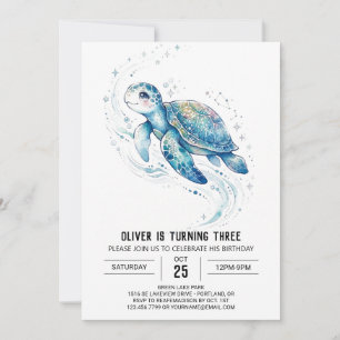 Invitación Cumpleaños de Tortuga Marina Verde