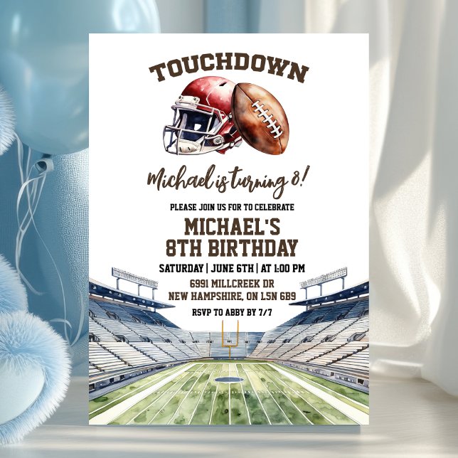 Invitación Cumpleaños de touchdown de fútbol americano (Subido por el creador)