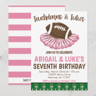 Invitación Cumpleaños de Touchdown y Tutu