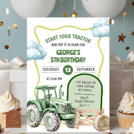 Invitación Cumpleaños de Tractor Kid