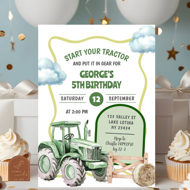 Invitación Cumpleaños de Tractor Kid (Subido por el creador)
