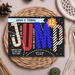 Invitación Cumpleaños de trampolín para niños saltarines